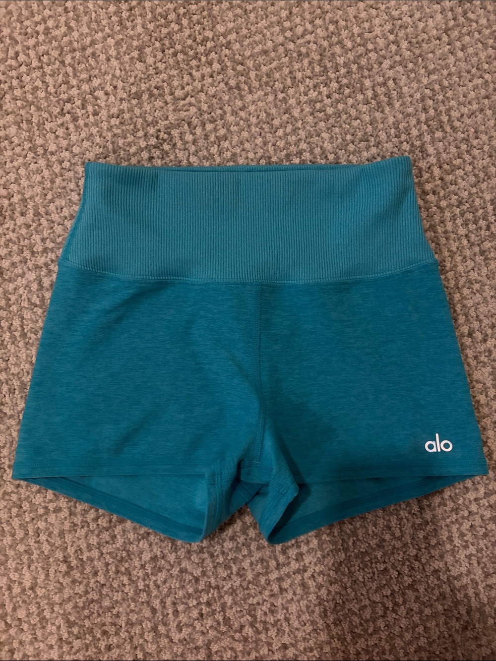 ALO Yoga Teal High-Rise Bike Shorts